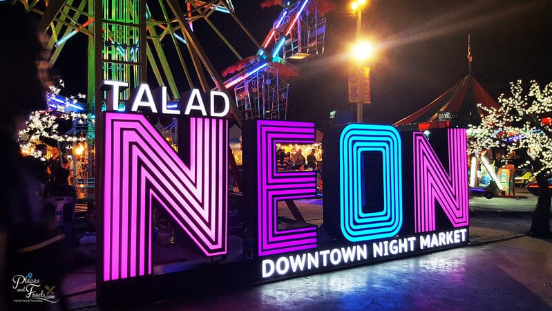 Talad Neon Downtown Night Market sign 