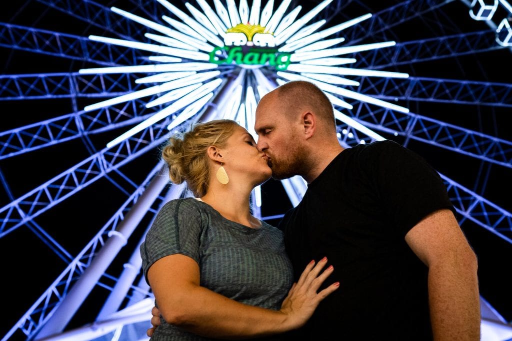 Chris and I in front of the Chang Ferris wheel in Bangkok 