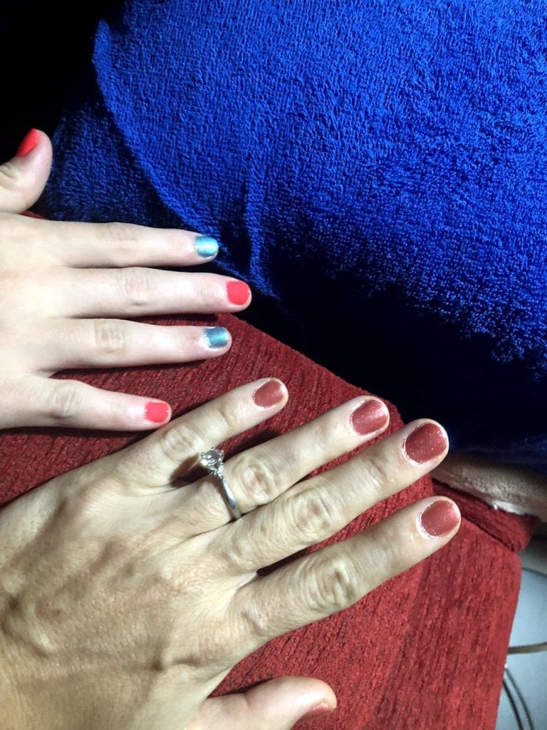 Our freshly painted nails
