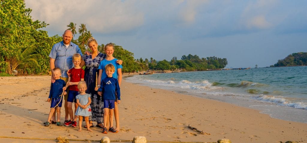 trip around the world- family photo on the beach in Krabi, Thailand