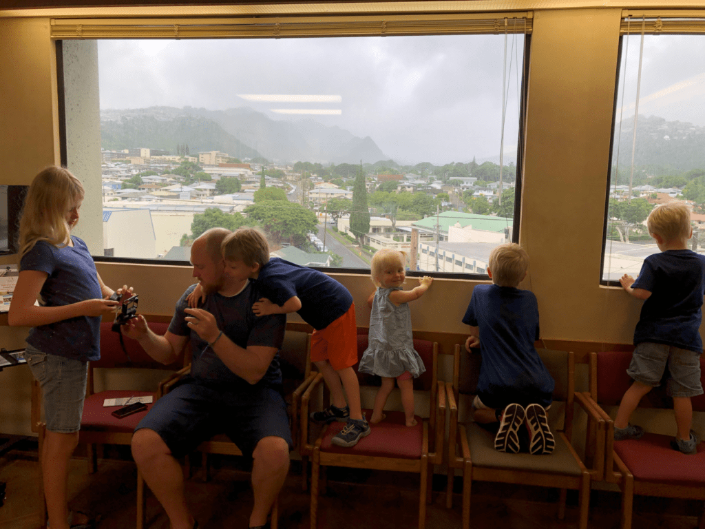 all of our family waiting to get our travel vaccinations at our local travel clinic