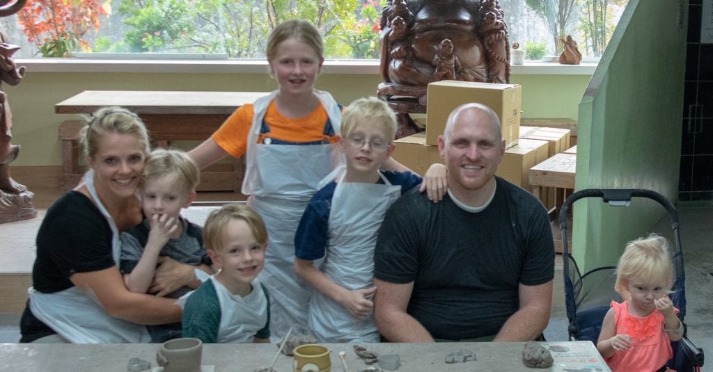 Family cooking class with all 5 kids, Chris, and I 