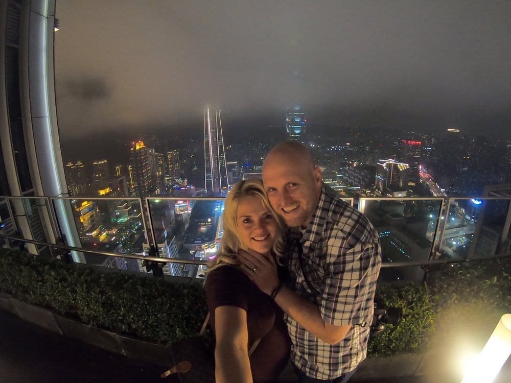 Chris and I at Taipei 101, with the city views in the background